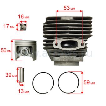 Поршневая группа UNITED PARTS для HUSQVARNA K950, P950, J2095, DDE GS 400-16 (аналог 5061555-06)