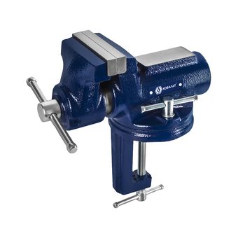 Тиски слесарные КОБАЛЬТ чугунные, НАСТОЛЬНЫЕ, ширина губок 100 мм, захват 63.5 мм, 6.7 кг, с наковальней, поворотные, коробка (790-267)