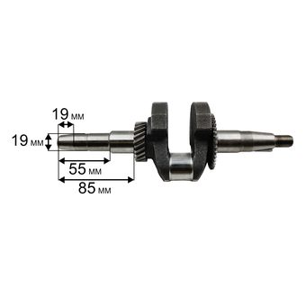 Коленвал DDE 168F/170F Ø19мм, конус 19мм, вылет 55мм, под поршень Н=49мм