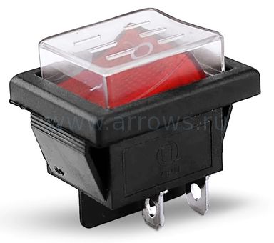 Выключатель клавишный UNITED PARTS (250В, 16А) (4 контакта) (с пылезащитой) (KCD4) (31×25м)