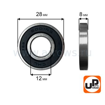Подшипник шариковый UNITED PARTS 6001-2RS (закрытый)