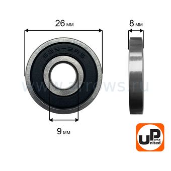 Подшипник шариковый UNITED PARTS 629-2RS (закрытый)