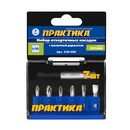 Набор бит ПРАКТИКА "Профи"  7шт PH1,2; PZ1,2; SL 2шт x 25мм, магнитный держатель, кассета (036-506)