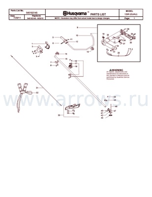 Деталировка Редуктор триммера /кустореза HUSQVARNA 125/128L/R --> 90-0085  (5300962-95)