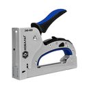 Степлер механический КОБАЛЬТ 3 в 1, скобы 6-14мм, тип 53, шпильки до 14мм, гвозди до 14мм, цель/мет.корп.,рег.удара,прорез.рук-ка (240-683)