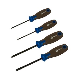 Набор отверток КОБАЛЬТ POLYWOOD, 4 ШТ: РН0, РН2, SL3, SL6, CR-V, древесно-полимерные рукоятки, подвес (912-175)