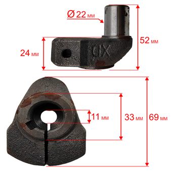 Коленвал QUATTRO ELEMENTI DV 370-50 (внутр ф20мм / наружн ф22мм / высота 52мм/ шпонка 6мм)