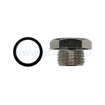 Пробка заливная/сливная шестигранная UNITED PARTS Ø12,9мм, 1/2"-12 UNF для садовых насосов и насосных станций от 1000 Вт (металл)