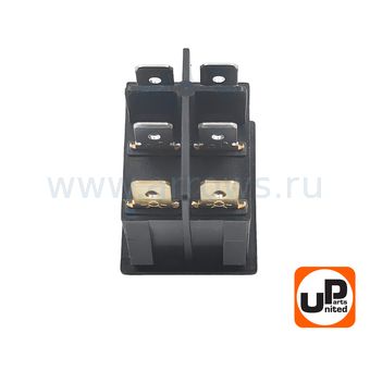 Выключатель клавишный UNITED PARTS (250В, 16А) (6 контактов) (2 клавиши) (KCD8) (31×25мм)
