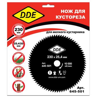 Нож для триммера DDE WOOD CUT (230 х 25,4 x 1,4 мм, 60 зубьев)