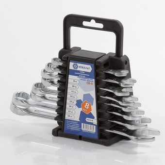 Набор ключей комбинированных КОБАЛЬТ 8,10,11,12,13,14,17,19 мм, 8 ШТ., держатель (020103-08)