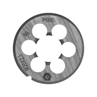 Плашка по металлу КОБАЛЬТ ручная, М20 х 2.5 мм, правая, точность 6g, быстрорежущая сталь Р6М5, пластиковая туба, блистер (926-065)