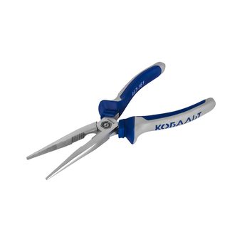 Длинногубцы КОБАЛЬТ 200 мм, с кусачками для проволоки, 2-х компонентные рукоятки, HCS, подвес (647-161)