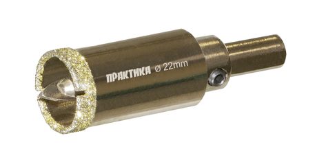 Коронка алмазная ПРАКТИКА "Профи" по керамограниту/керамике 22х70мм, пилотное сверло (1шт) блистер (917-583)