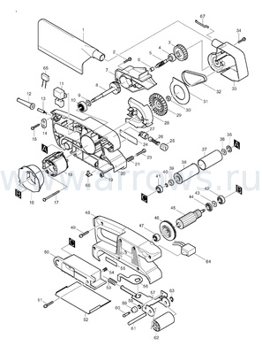Деталировка Ось MAKITA 9910-9911 мет. переднего ролика (323776-5)