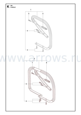 Деталировка Коромысло Husqvarna 2054/2055,254,257,262,RS40/45/51,250R/RX карбюратора (5016683-01)
