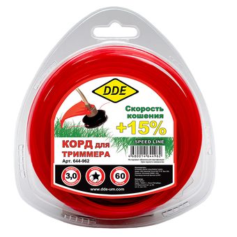 Корд триммерный DDE "Speed line" (звезда, диаметр 3,0 мм, длина  60 м)