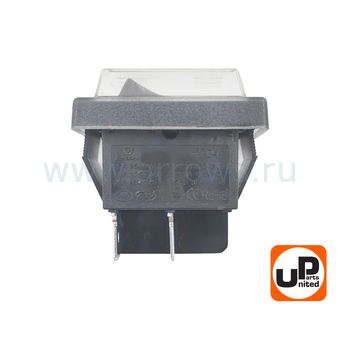 Выключатель клавишный UNITED PARTS (250В, 12А) (2 контакта) (с пылезащитой) (KCD1) (20×15м) --> 90-0774