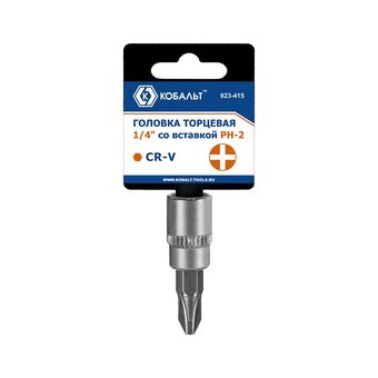 Головка торцевая со вставкой КОБАЛЬТ 1/4", PH2, CR-V, подвес (923-415)