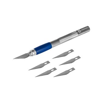 Нож для художественных работ КОБАЛЬТ перовые лезвия 6 шт, металлический корпус, блистер (245-053)