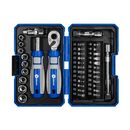 Набор  бит и головок с трещоткой КОБАЛЬТ 38 пр.,CR-V (24 биты, 9 головок, трещотка, отв. рук., 2 удл., шарнир),кейс+блист.(915-069)