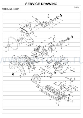 Деталировка Кожух диска Makita 5903R подвижный (318143-7)