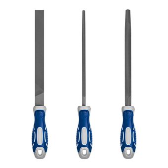 Набор напильников КОБАЛЬТ насечка №2, длина рабочая/общая 180/310, 2-х компонентные рукоятки, 3 ШТУКИ, блистер (247-743)