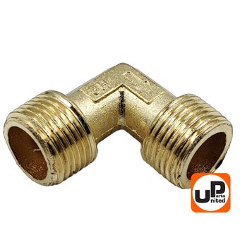 Фитинг-переходник UNITED PARTS -уголок для компрессора, резьба внешняя 3/8"×3/8"