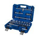 Набор головок торцевых КОБАЛЬТ с трещоткой, 1/2", 25 ПРЕДМЕТОВ, CR-V, кейс (919-593)