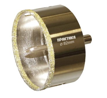 Коронка алмазная ПРАКТИКА "Профи" по керамограниту/керамике  82х70мм, пилотное сверло (1шт) блистер (917-736)