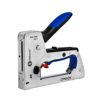 Степлер механический КОБАЛЬТ СТРЕЛОК, сталь. корп., скобы 6-14 мм, тип 53, шпильки 12-14 мм, гвозди 14 мм, рег.удара, спуск.крючок (922-180)