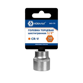 Головка торцевая КОБАЛЬТ 1/2", 30 мм, CR-V, подвес (643-170)