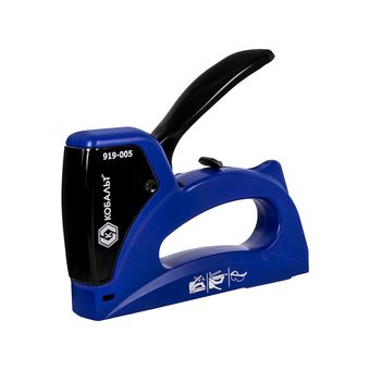 Степлер механический КОБАЛЬТ скобы 6-14 мм, тип 53, корпус из АВС-пластика, мет. крышка, регулятор удара, индикатор перезарядки (919-005)