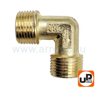Фитинг-переходник UNITED PARTS -уголок для компрессора, резьба внешняя 3/8"×3/8"