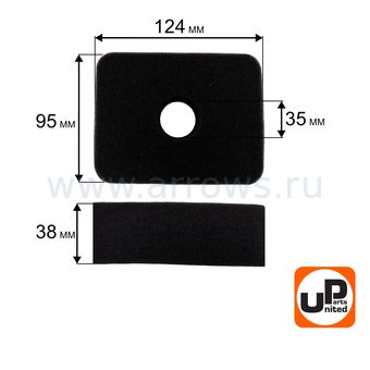 Фильтр воздушный UNITED PARTS для двигателя 168/170F, GX160/200 поролоновый с отверстием (аналог 17211-ZE1-000)
