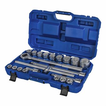 Набор головок торцевых КОБАЛЬТ с трещоткой 3/4", 21 ПРЕДМЕТ (19-50 мм) CR-V, кейс (924-122)