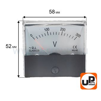 Вольтметр UNITED PARTS (59х53мм) для генератора (0-300В) --> 90-1409