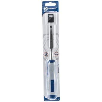 Стамеска плоская КОБАЛЬТ 14 х 140 мм, CR-V, двухкомпонентная рукоятка, подвес (245-541)