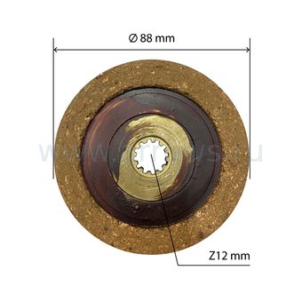 Диск тормозной UNITED PARTS для электрических талей Ø88мм, высота 33мм, Z12