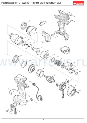 Деталировка Шестерня редуктора MAKITA BTD140 (227150-8)