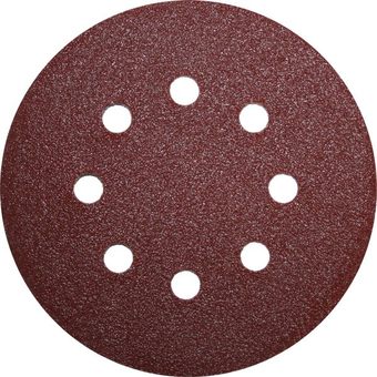 Круги шлифовальные на липкой основе ПРАКТИКА  8 отверстий,  125 мм P 80 (5шт) картонный подвес (031-495)