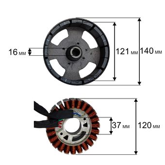 Генераторная часть DDE DPG1101i в сборе (чугунный якорь)