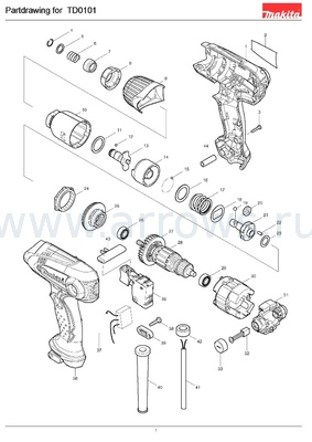Деталировка Переключатель реверса MAKITA BDF442 (419250-0)