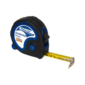 Рулетка КОБАЛЬТ Оптима 10м x 25мм, двухкомп. корпус, тройной стопор, магн.крючок, мат.покрытие ленты, толщина ленты 0.11 мм (646-768)