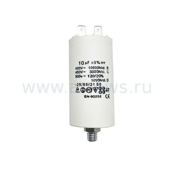 Конденсатор UNITED PARTS CBB60, 10 мкФ, 450В, 2 клеммы, шпилька M8 (90-0986)