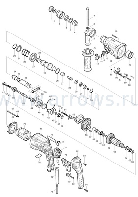 Деталировка Ствол MAKITA HR2470 с 2008 года. --> 90-0910 или 90-0355
