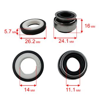 Сальник механический QUATTRO ELEMENTI A700EL (мех: Ø24мм, Ø11мм, высота 16мм) (кер: Ø26мм, Ø14мм, высота 5,5мм)