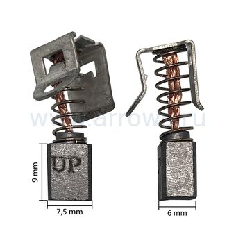Щетка графитовая UNITED PARTS для BOSCH GSB/GSR36V-Li (аналог 2607034904) 6х7,5х9мм