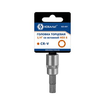Головка торцевая со вставкой КОБАЛЬТ 1/4", HEX6, CR-V, подвес (923-491)