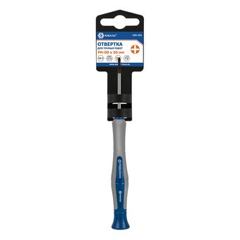 Отвертка для точных работ КОБАЛЬТ Ultra Grip PH 00 х 50 мм, CR-V, двухкомпонентная рукоятка, подвес (245-251)